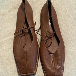 Alohas Brown Leather Ballet Shoes